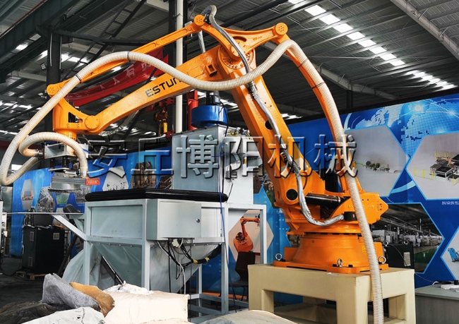 钙粉自动拆包机器人现场  全自动拆垛拆包机潍坊厂家