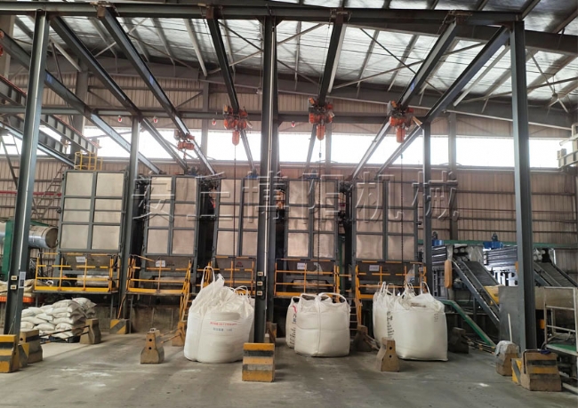 氧化镁吨袋拆包机现场    吨袋破包机可多台安装