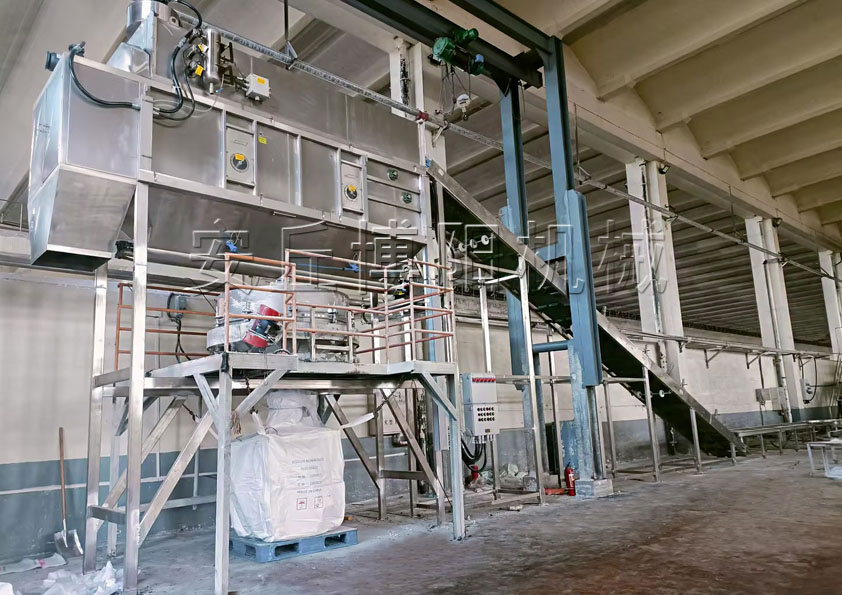 小苏打自动拆包机现场  自动拆包系统设备